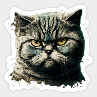 Funny Annyoyed Cat Face, Love Cats Sticker